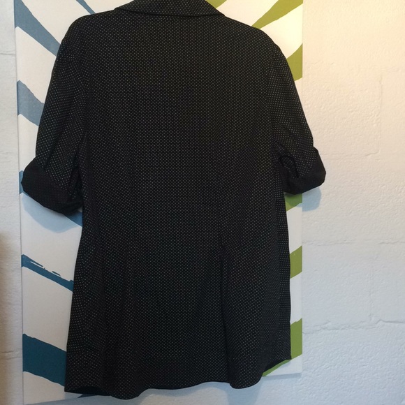 Black & white polka dot long button up blouse - Picture 5 of 7